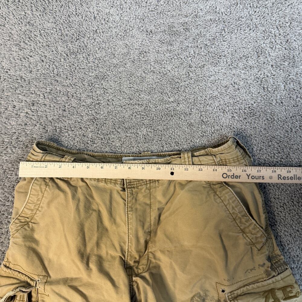 VTG American Eagle Outfitters Shorts Mens 32 Beige Cargo Canvas 11 In Pockets - Picture 5 of 12